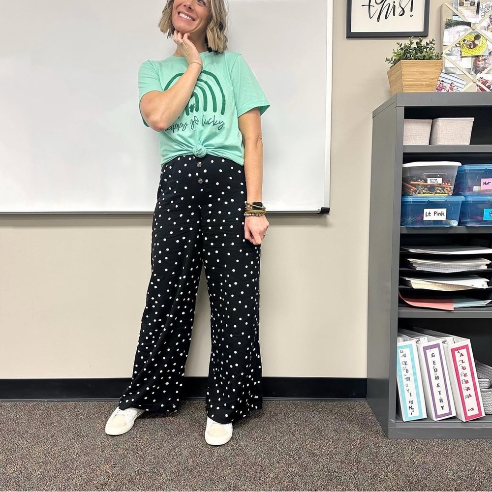 Xhilaration Black Polka Dot Wide Leg Pants